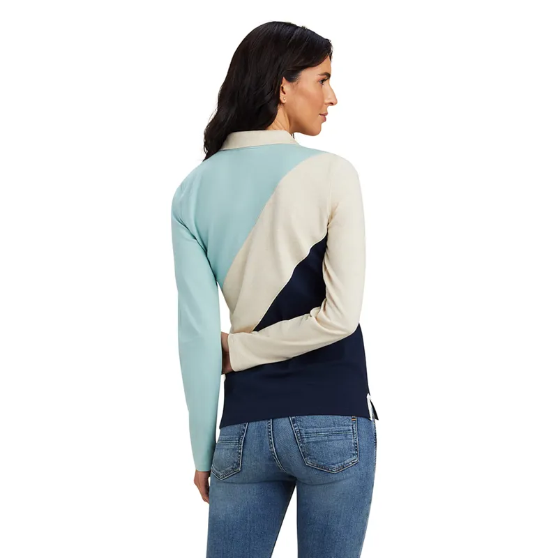 Ariat Women's Taryn Polo - Blue Surf/Oatmeal/Navy-1